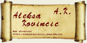 Aleksa Kovinčić vizit kartica